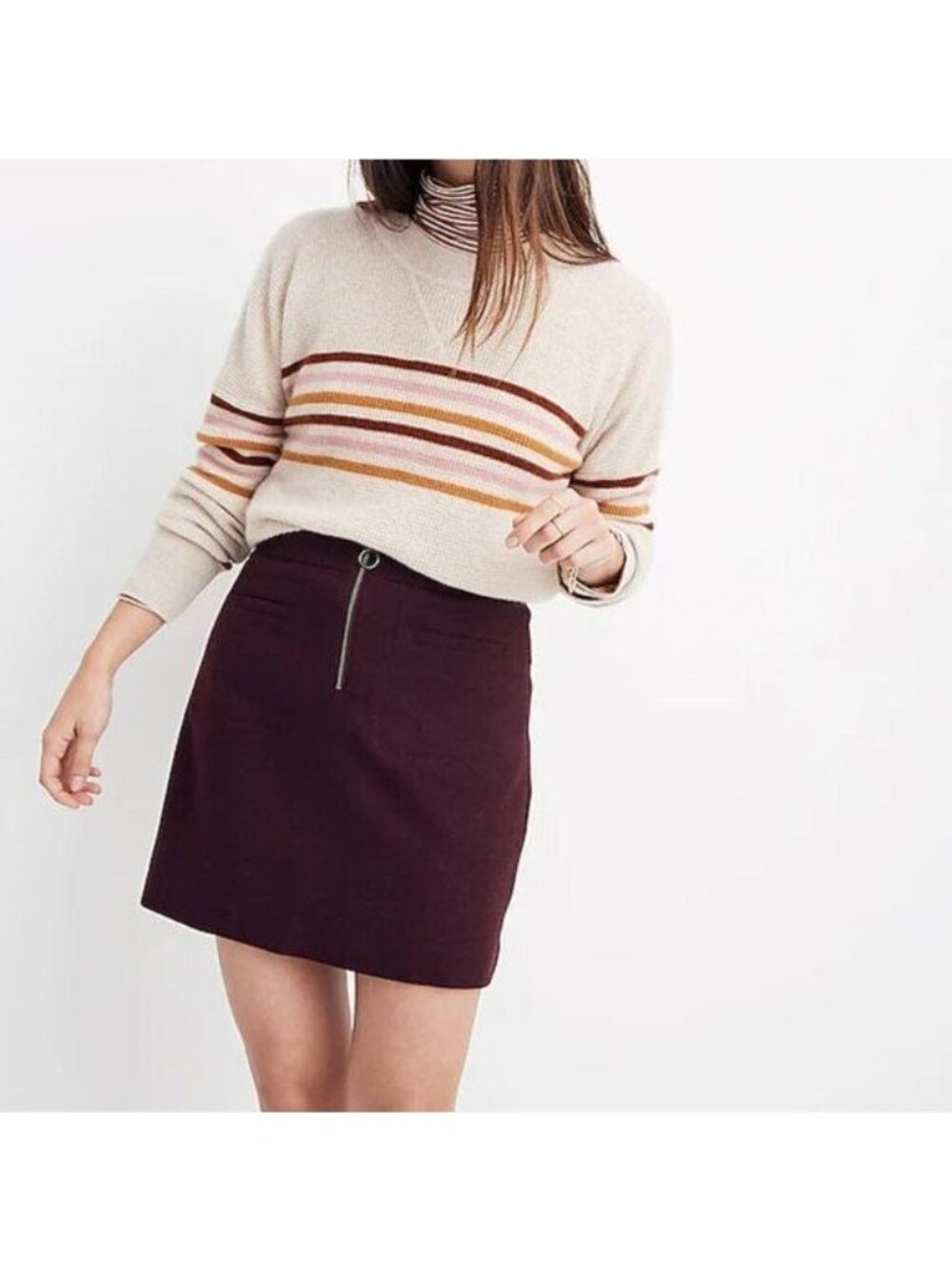 Madewell Fireside Mini Skirt Zipper A Line Rich Plum